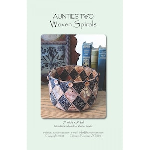 WOVEN SPIRALS Sewing Pattern - Auntie's Two AT620 - Fun Cute Decorative Little Baskets Organizer Desk Table Drawer Fabric Star Bowls