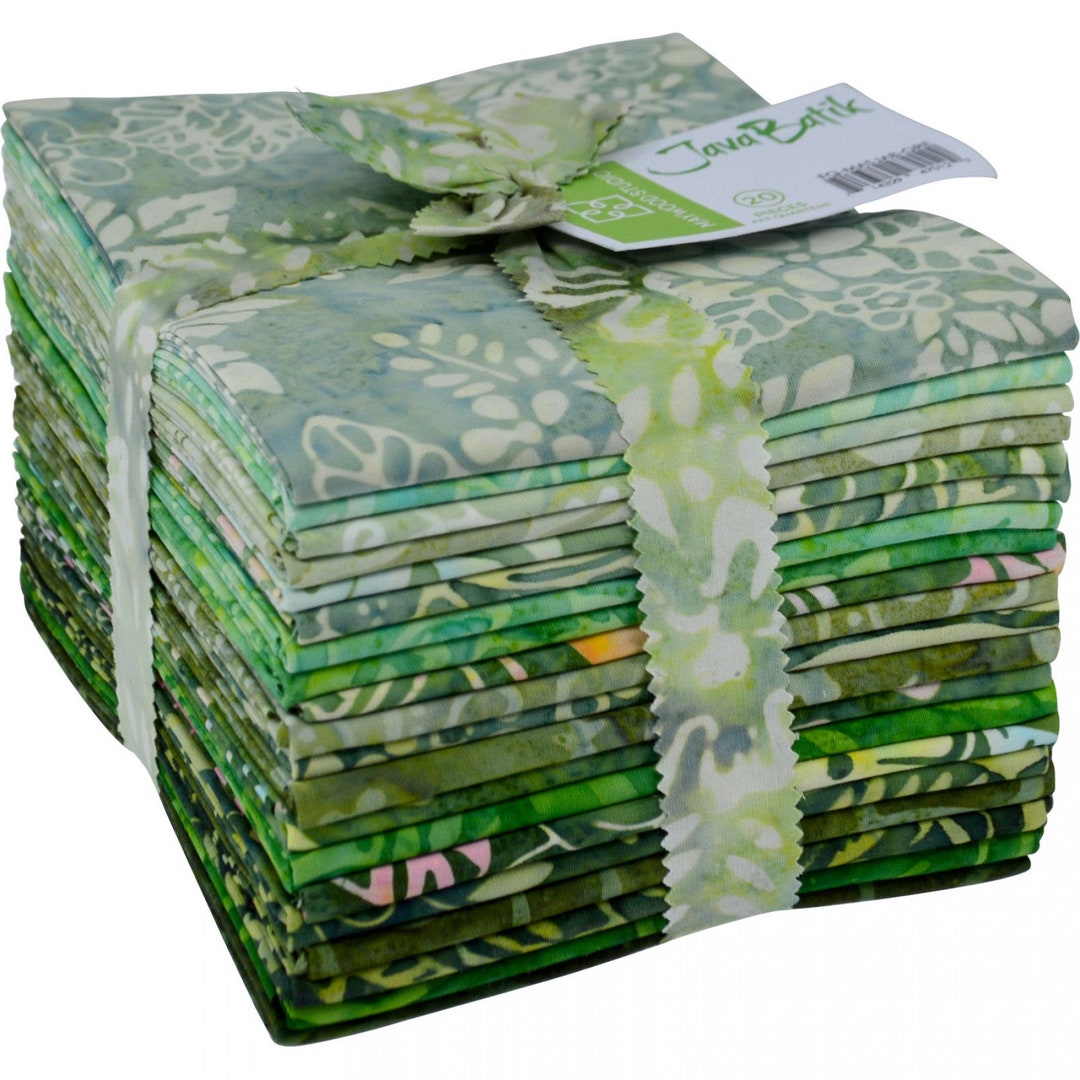GREEN 20 Fat Quarters 18 X 20 Maywood Studio Java Batik Fabric Fq ...