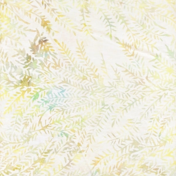 Island Batik - IB 121907600 - Sprout Bush - River Valley - Cream White Light Yellow Brown Tan Tiny Leaves Ferns Fronds Background