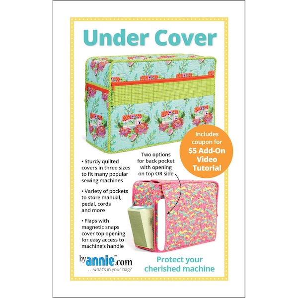 UNDER COVER Sewing Pattern - byannie.com - Sewing Machine Protective Cover With Stylish Pockets Sturdy Quilted Storage Magnetic Flaps PBA289