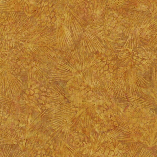 Island Batik - IB 122013038 - Hay Pinecone - Smokey Mountain - Golden Yellow Brown Cornmeal Pine Branches Cones Winter Mustard Butterscotch