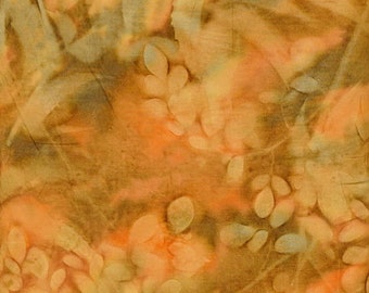 Batik Textiles - 0602 - Orange Brown Bali SunPrints - Specialty Fabric Blender - Photosynthesis Autumn Fall Gray Squash Yam Cedar Leaves
