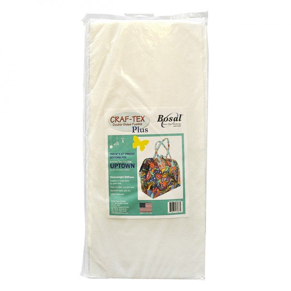 UPTOWN BAG - 8" X 17" Rectangles (x2) Precut Bosal Bottoms Craft-Tex Plus Double Sided Fusible Interfacing - Auntie's Two AT650 - 493-UPT