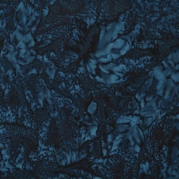 Batik Textiles - 4703 - Dark Navy Watercolor - Fireworks Collection Blender Fabric - Saturated Deep Blue Black Night Sky Midnight Blacklight