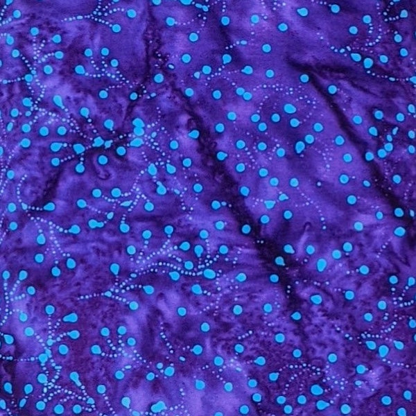 Batik Textiles - 0214 - Purple Blue Fairy Dots - Jewels of the Islands Fabric Blender - Small Spot Dark Deep Rich Firefly Turquoise Violet