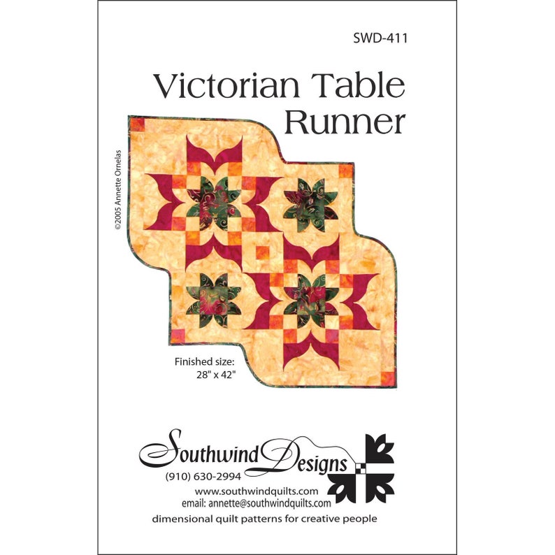 VICTORIAN TABLE RUNNER Sewing Pattern Southwind Designs Etsy