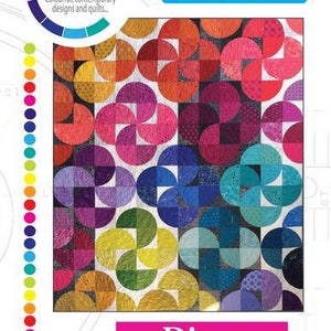 DISCO Quilt Pattern - Colourwerx - Colorful Contemporary Modern - Abstract Garden Contempo Benartex Fabrics - Pac-Man Curved Circles FQ