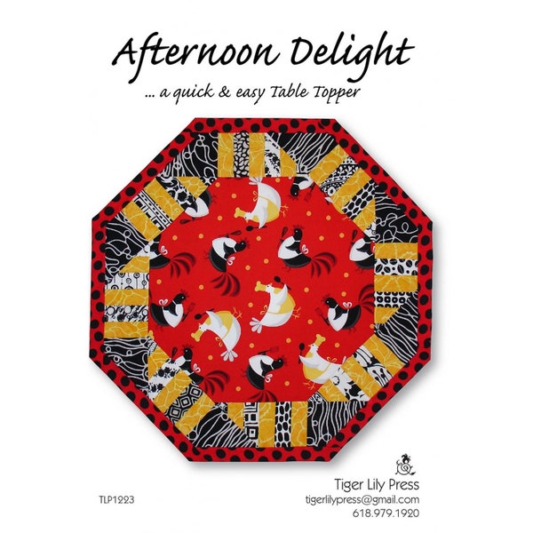 AFTERNOON DELIGHT Table Topper Sewing Pattern - Tiger Lily Press - TLP1223 - Contemporary Modern Seasonal Octagon Blocks FQ Friendly No Bind