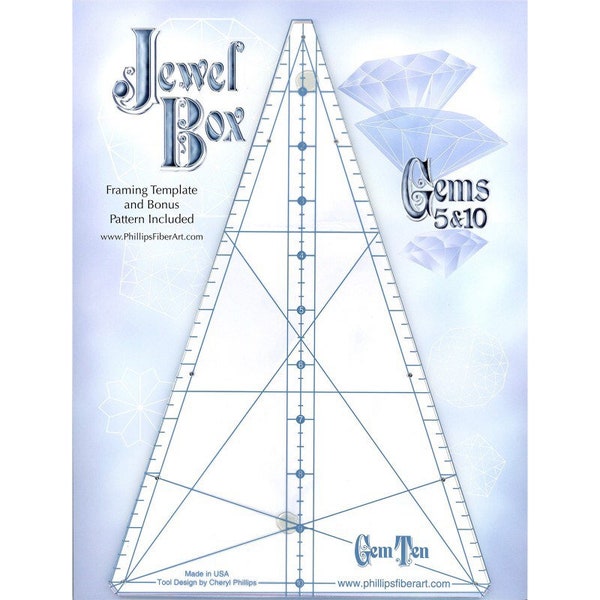 JEWEL BOX GEM 5 & 10 Template Tool - Phillips Fiber Art - Cheryl Phillips - Wedge Ruler Bonus Pattern Table Topper Wall Hanging Decagon Circ