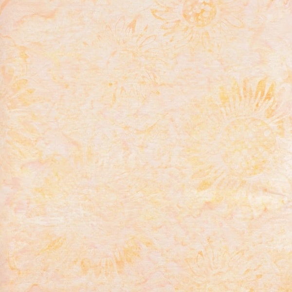 Batik Textiles - 4324 - Latte Sunflowers - Venus Cattails & Moon Bayou Fabric Blender - Soft Warm Peach Pink Tan Tonal Large Floral Flowers