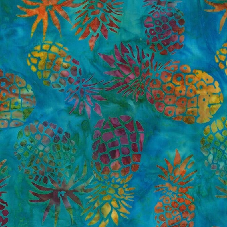 Michael Miller Lagoon Pineapples Tropical Batik Fabric Etsy