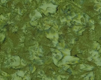 Batik Textiles - 4550- Army Green Watercolor - Serendipity Fabric Blender - Yellow Forest Green Vintage Dusty Natural Medium Washed Out