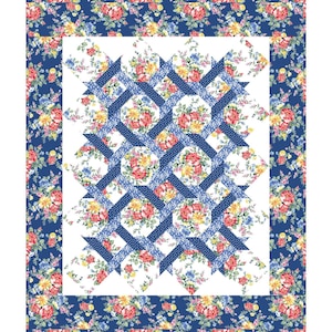 Cherry Lemonade GARDEN TWIST Quilt Pattern by In The Beginning Fabrics ITBCLGTP Blue Flowers Yellow Red