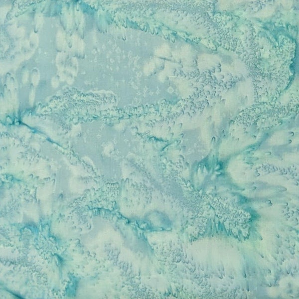 Hoffman California - 1895-41 Aqua - Teal Blue - Watercolor Blender Batik Fabric - Water Ocean Tropical Sea Summer Winter Coastal Beach Aruba