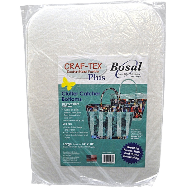 Bosal 13" X 18" CLUTTER CATCHER BOTTOMS Large Bags (x2) Craft-Tex Plus Double Sided Fusible Interfacing - Auntie's Two AT638 - Heavyweight