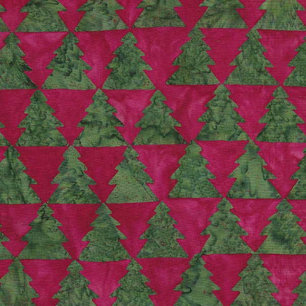 Island Batik - IB 122016380 - Cardinal Triangle Tree - Holly Holiday - Ruby Red Emerald Green Christmas Winter Forest Cranberry Mirror Image