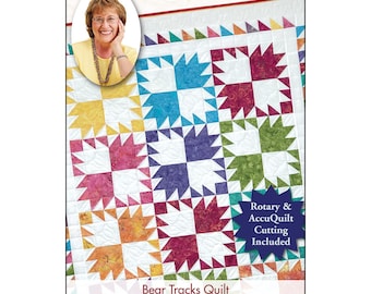 BEAR TRACKS Quilt In A Day Pattern- Eleanor Burns - 1522 Bear Paw Block Fast Easy 10” Fabric Squares Layer Cake Flange Binding