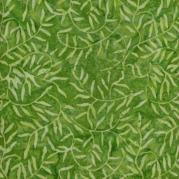 Batik Textiles - 0119 - Kelly Green Leaf Branches - Designer Palette - Spring Summer Leaves Branches Tonal Shamrock Emerald Grass St Patrick