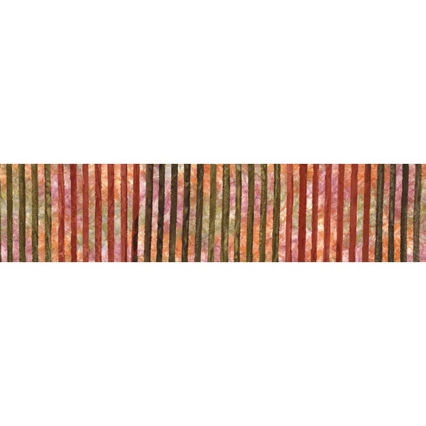 Michael Miller - Carmel Artisanal Stripe - Ombre Tropical Batik Fabric - BT9191-CRML-D - Multicolor Medium Brown Rust Red Pink Orange Purple