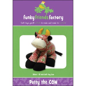 PATTY THE COW - Stuffed Animal Toy Sewing Pattern - Pauline McArthur - Funky Friends Factory - Cute Adorable