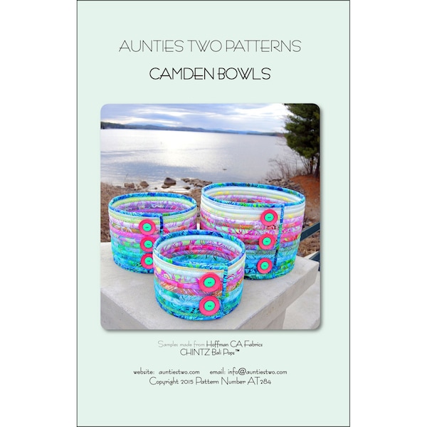 CAMDEN BOWLS Sewing Pattern - Auntie's Two AT284 - Carry Bag Tote Large Medium Small Basket Hold Everything Hoffman Table Batik Round Chintz