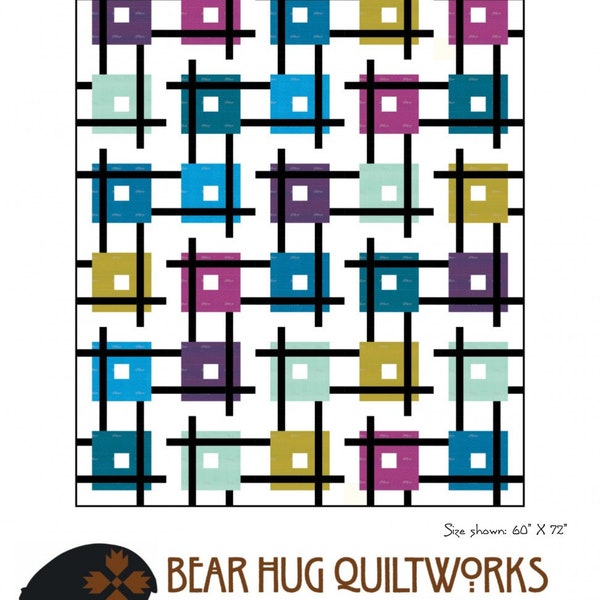 OFF THE RAILS Quilt Pattern - Lisa Routh Alley - Bear Hug Quiltworks 156 - Hoffman Batik Fabrics Modern Contemporary Colorful Squares