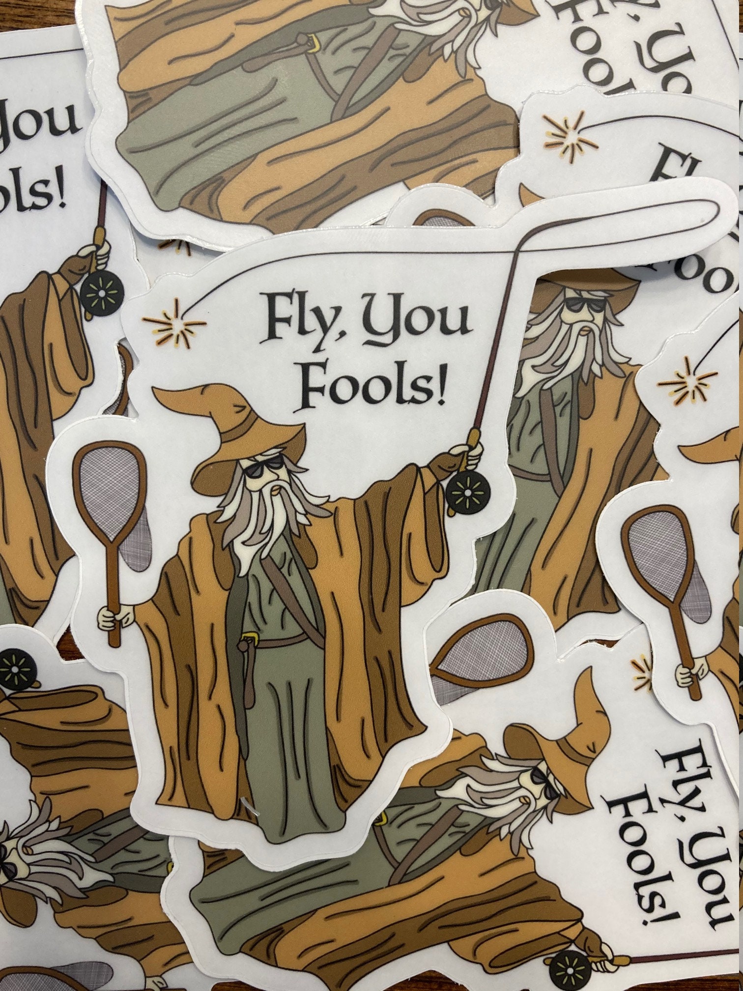 Fly you Fools Sticker, Fly Fishing Art, Gandalf Sticker, Clear Vinyl  Sticker, LOTR Sticker, Water Bottle Stickers