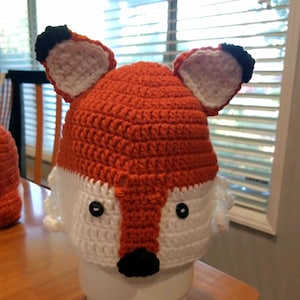 Fox hand crochet beanie hat
