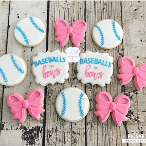 Baseballs or Bows Gender Reveal Cookies Bild 2
