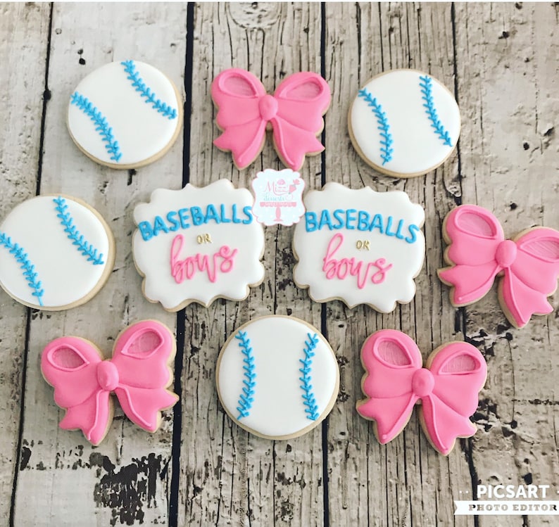 Baseballs or Bows Gender Reveal Cookies Bild 2