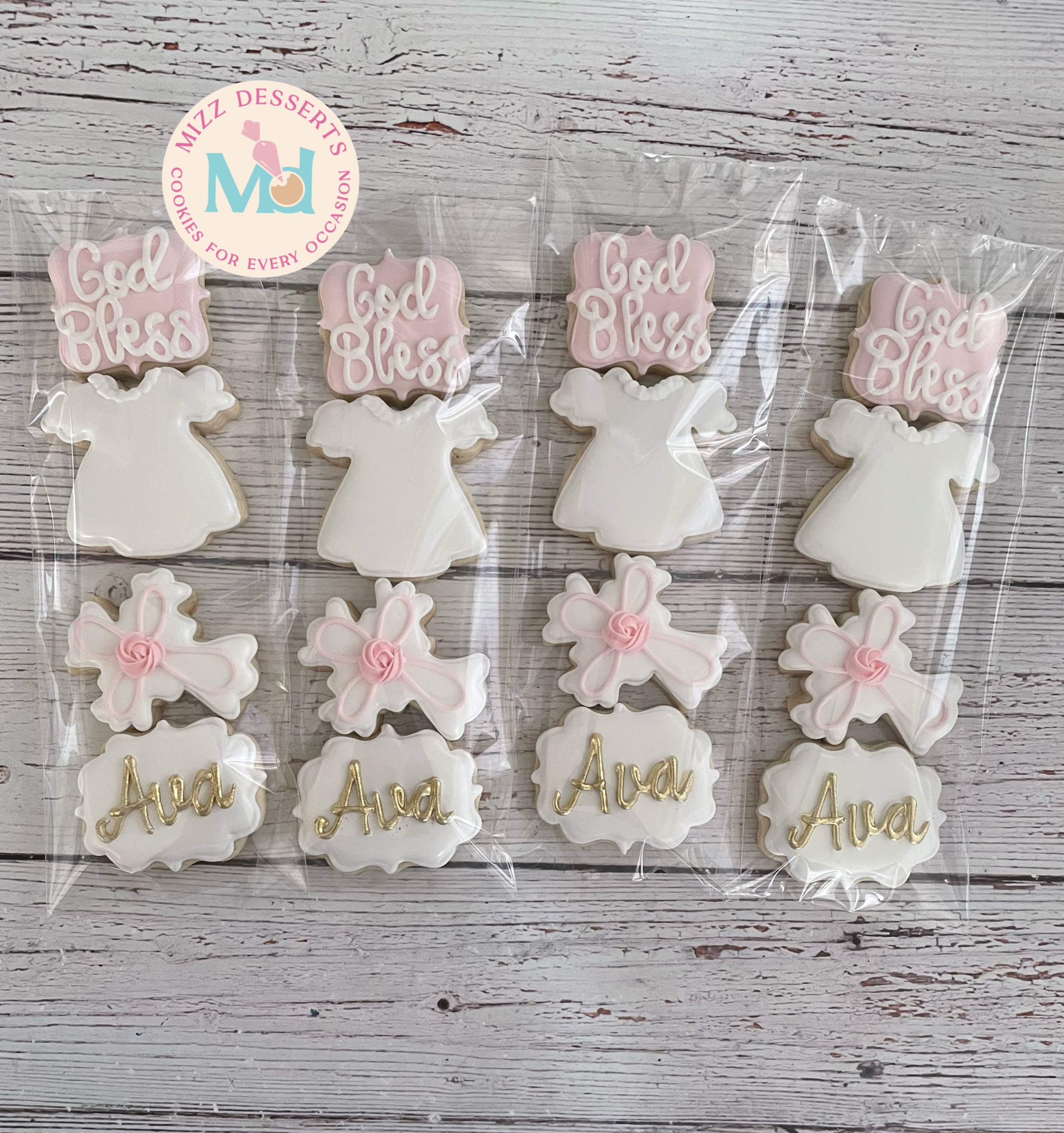 Birthday Baptism Cookies Girl Etsy