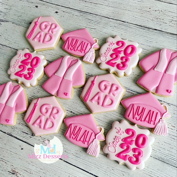 green emerald velvet dress Graduation Sugar Cookies w/Cap & Gown - 12 pcs