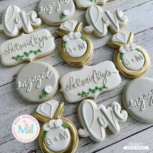 She Said Yes Engagement Cookies Etsy