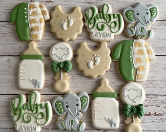 Elephant Baby Shower Cookies