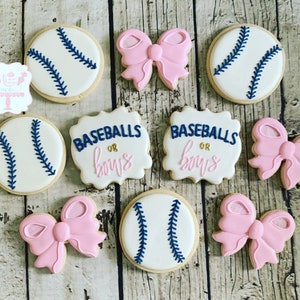 Baseballs or Bows Gender Reveal Cookies Bild 3