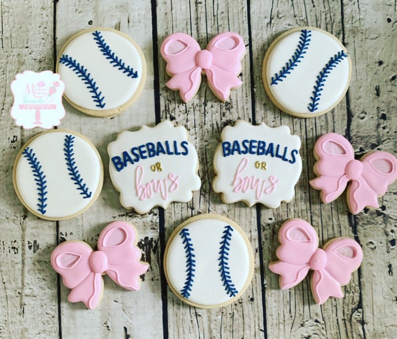 Baseballs or Bows Gender Reveal Cookies Bild 3