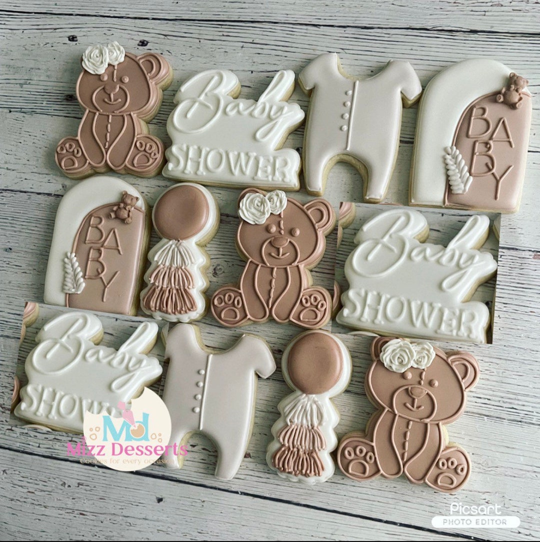 Teddy Bear Baby Shower Sugar Cookies Etsy
