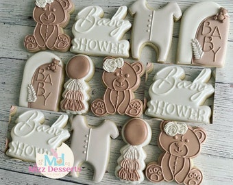 Teddy Bear Baby Shower Sugar Cookies