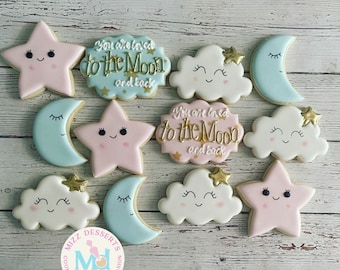 You are loved to the moon and back BabyShower Cookies