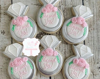 She Said Yes Engagement Ring Cookies