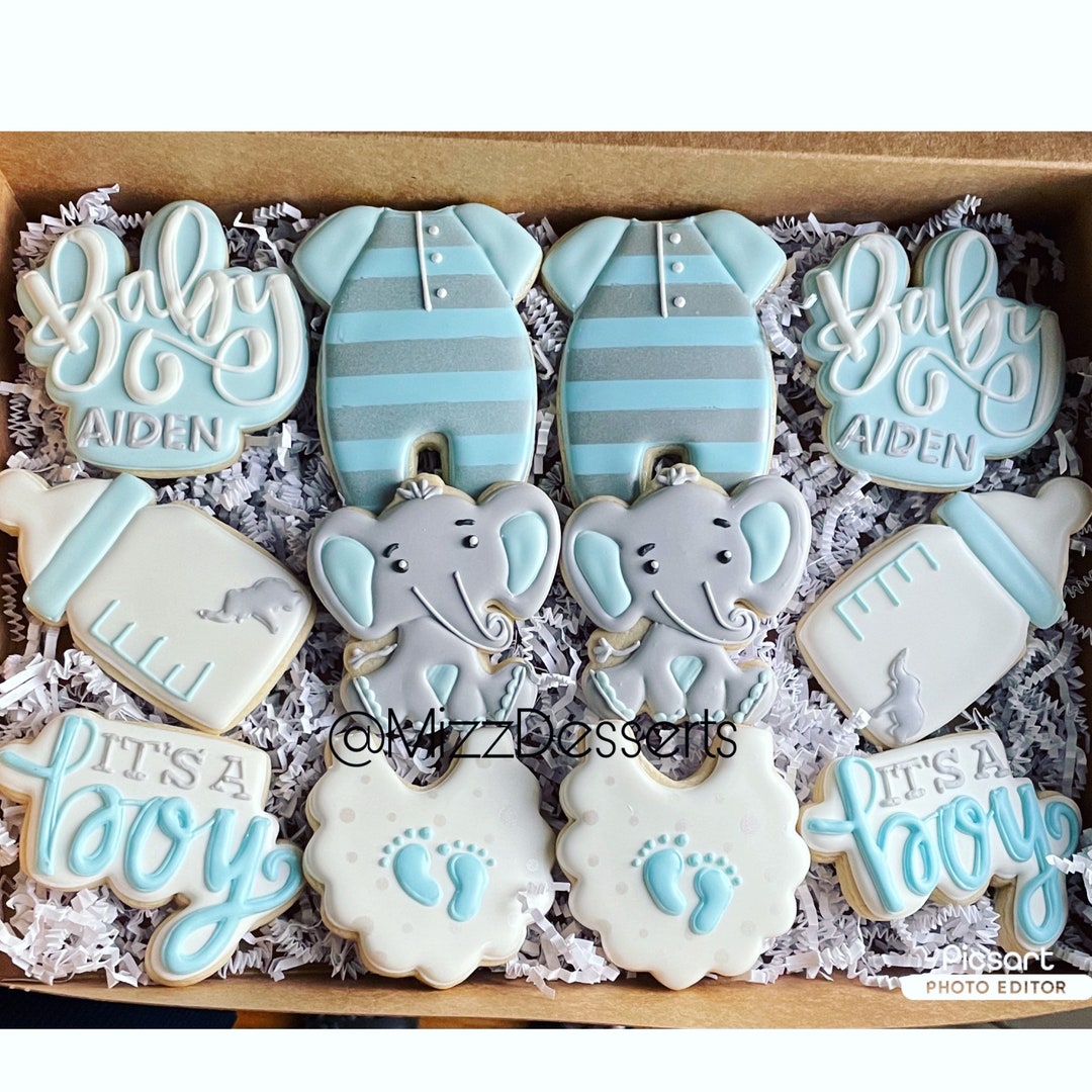 Elephant Baby Shower Cookies Etsy
