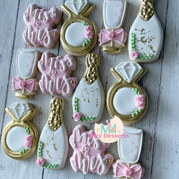 Bride and Bubbly Cookies Bridal Shower Engagement Party Cookies