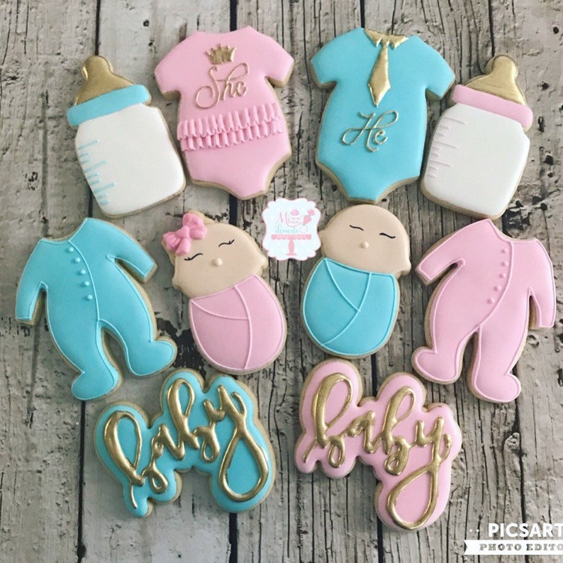Gender Reveal Baby Shower Cookies Etsy Gender Reveal Baby Shower Cookies Etsy
