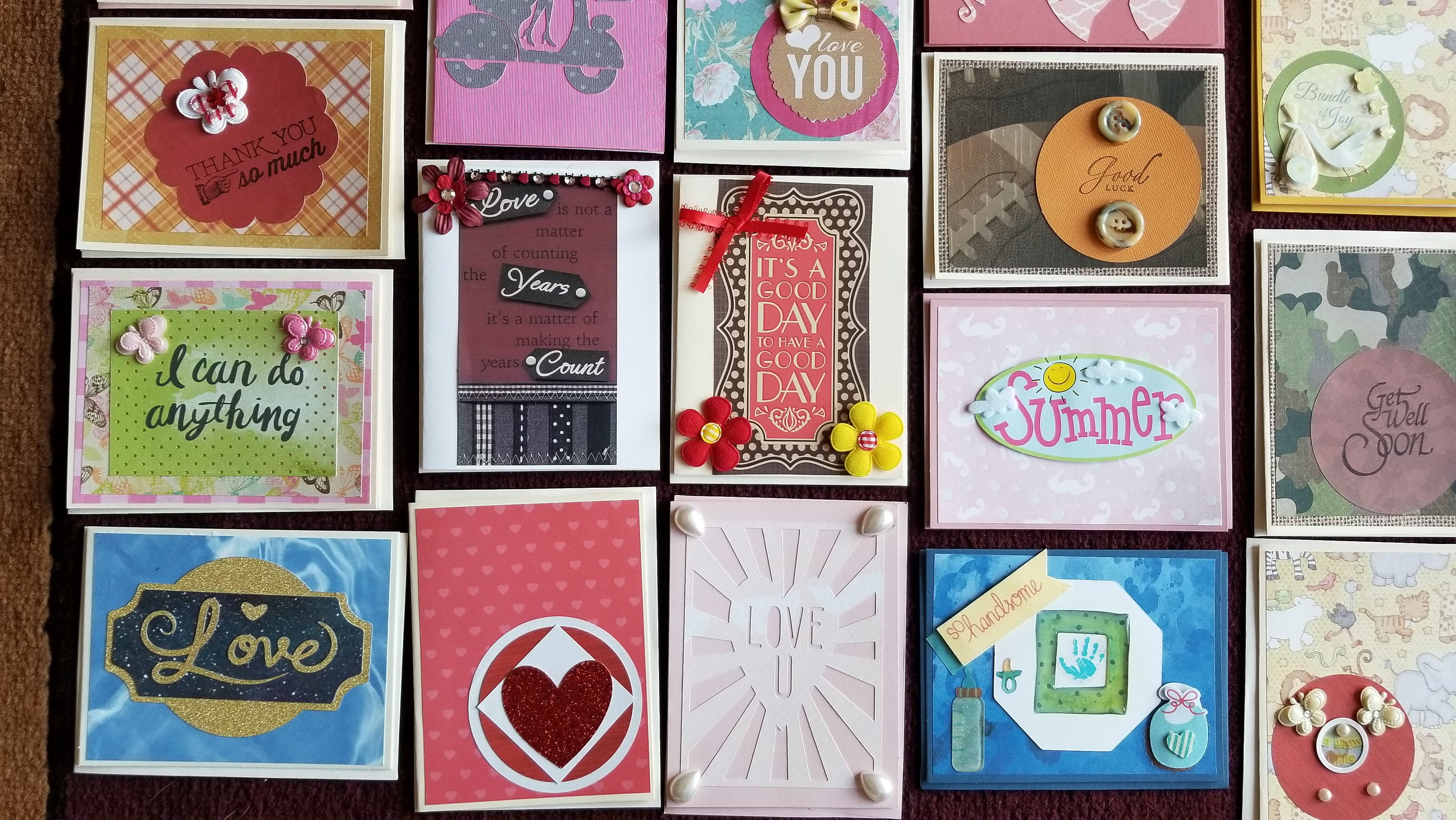 Set of 40 Handmade Greeting Cards Mixed Variety Pack Thank Etsy