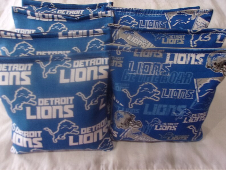 8 ACA Regulation Cornhole Bags 8 handmade from Detroit Lions Fabric 2 Designs