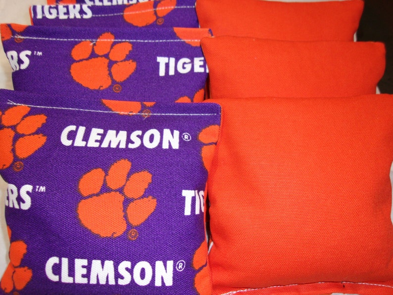 8 ACA Regulation Cornhole Bags 8 NCAA Clemson University Tigers and Solid Orange