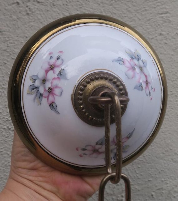 Brass Canopy Ceiling Part Vintage Capodimonte Porcelain Sakura Lamp Chandelier