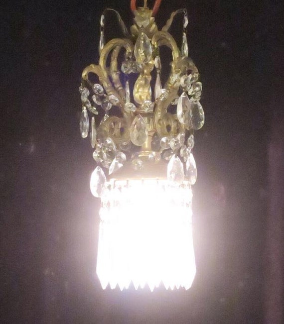 Swag Lamp Chandelier Vintage Spelter Rococo Brass… - image 7