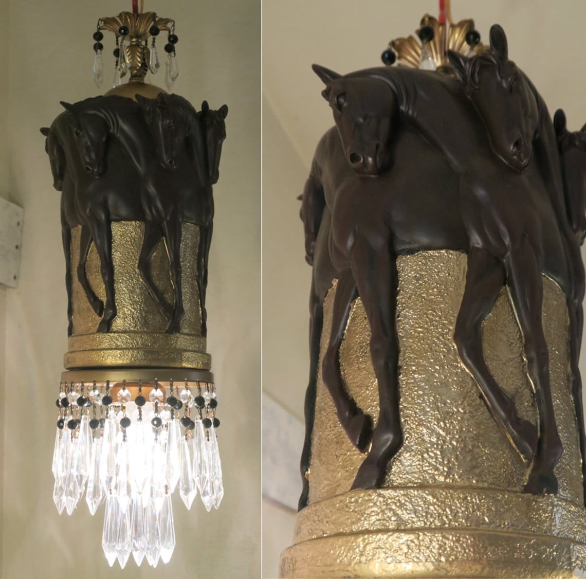 1 Golden Stallion Horse Chandelier Hanging Ceiling Fixture - Etsy
