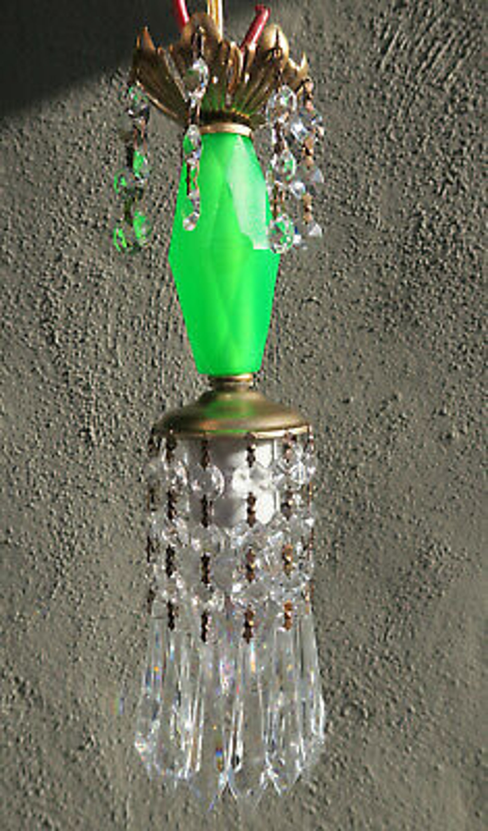 Vintage Lucite Emerald Green Swag Lamp Chandelier Crystal Etsy